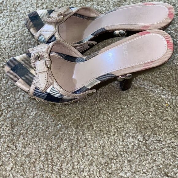 BURBERRY NOVA CHECK Y2K SLIP ON HEELS MULES SANDALS - Picture 3 of 7